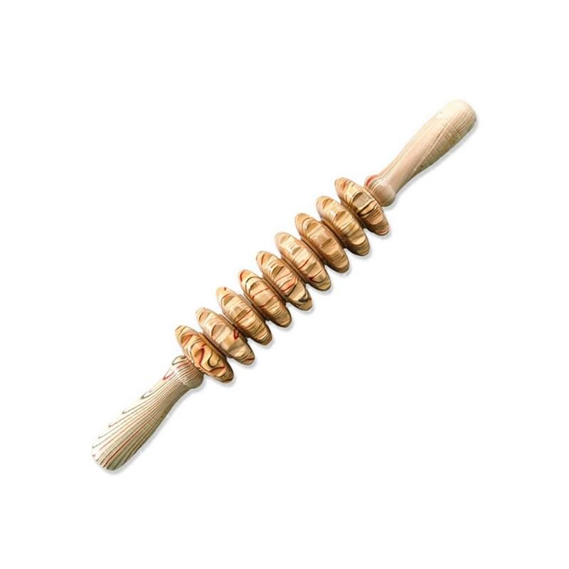 9-Wheel Wooden Abdomen Massage Roller Fitness Roller