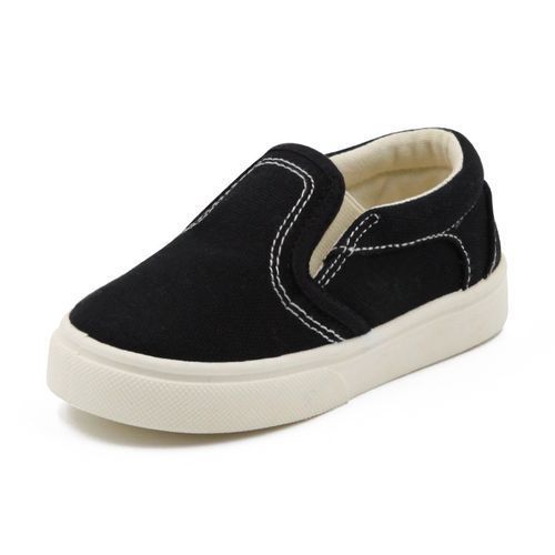 Canvas Plaid Loafers-Black