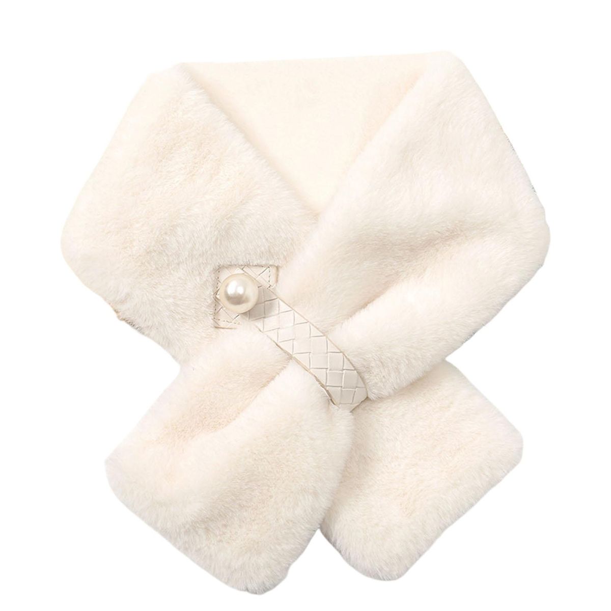 Furry Scarf Wrap Winter Thickened Double-sided Furry Scarf Wrap White