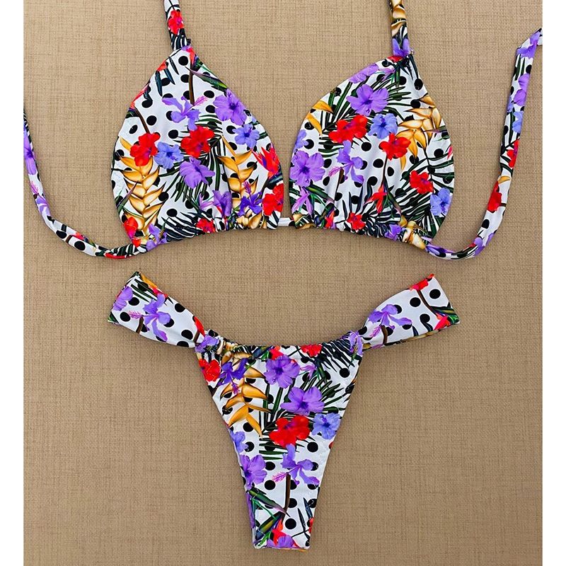 Bikini Set Women Swimwear Push Up Swimsuit Top Solid Bottom Print Brazilian Biquini Bathing Suit Swim Wear Beach TZ21295Z1 KIP