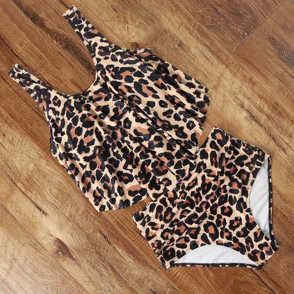 Leopard Bikini High Waist Bikini Animal Print Tankini Floral Swimsuit Brazilian Ruffle Swimsuit Plus Size Swimwear Women B3160LL KIP