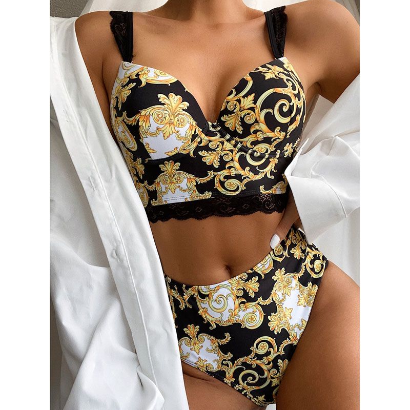 Push Up Bikinis Bikini Set High Waist Swimwear Women Swimsuit Female Swimming Suit Bathing Suit Print Biquini Bikini Set DJ332801 KIP