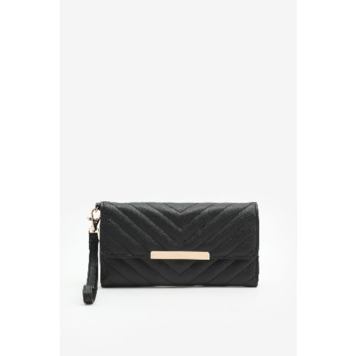 Quilted Flap Over Wallet – Black