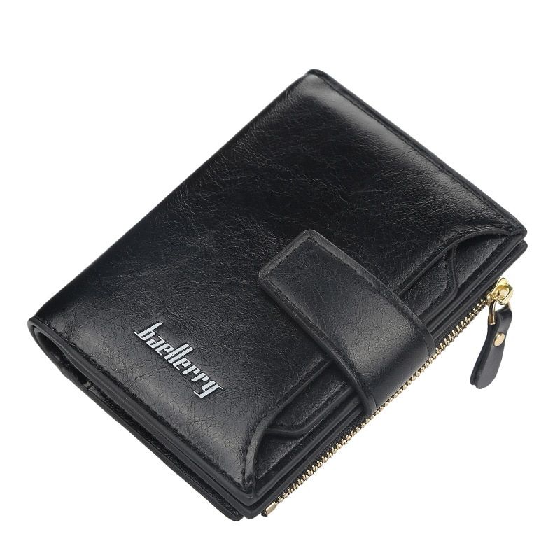 Baellerry Black Leather Wallet For Women Small Zipper Coin Purse Short Ladies Wallets ID Credit Card Holder Red Walet For Girls(#Black)