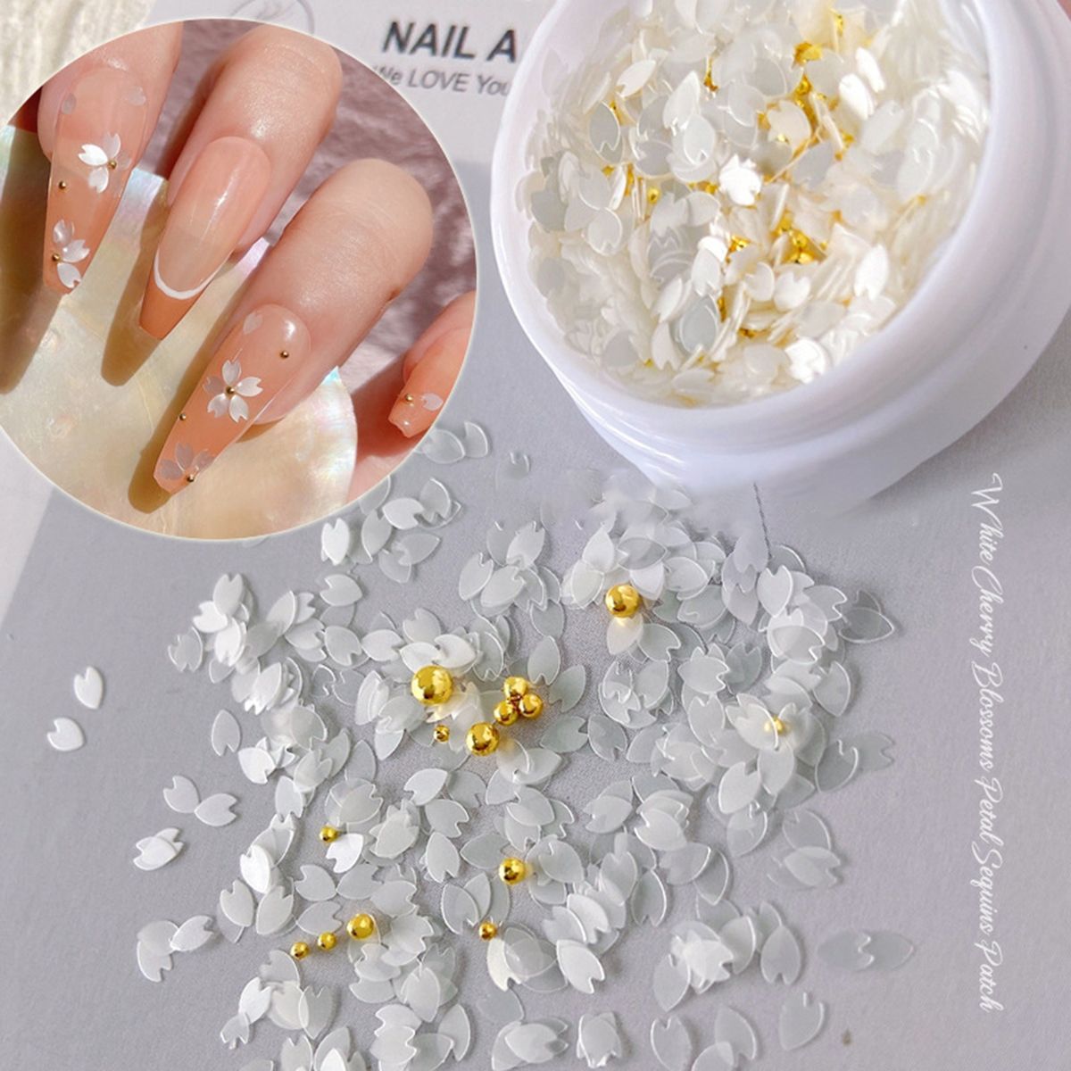 1 Box Nail Charm DIY Nail Art Ultra-Thin Sequins Sparkly Glitters White