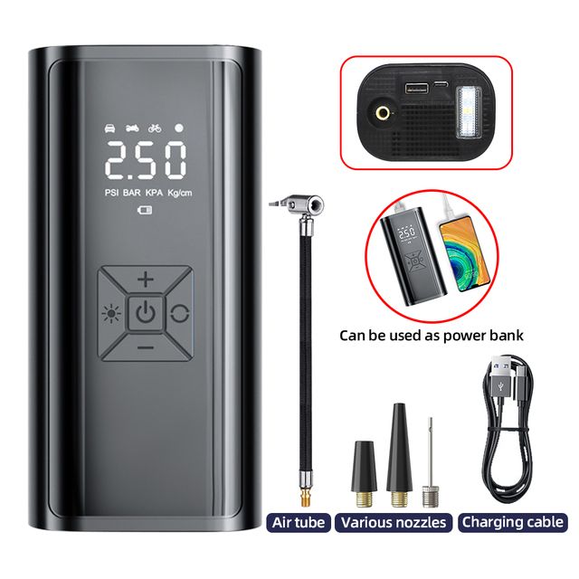 6000/12000/20000mAh Car Tire Inflator Portable Air Compressor With Mobile Phone Charging Accurate
