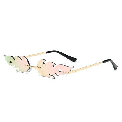Luxury Fashion Fire Flame Sunglasses Women Rimless Wave Sun