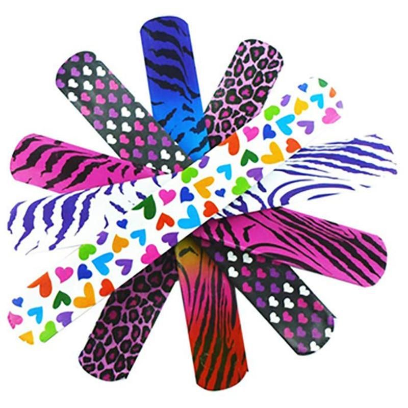 Animal/Heart Print Slap Bracelets 9 inch Colors (Pack of 25)