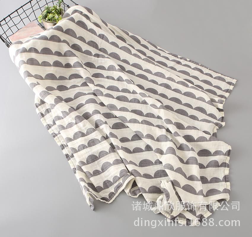 Ins Popular Original Cotton Bamboo Fiber Double-Layer Gauze Bath Towel Newborn Swaddling B