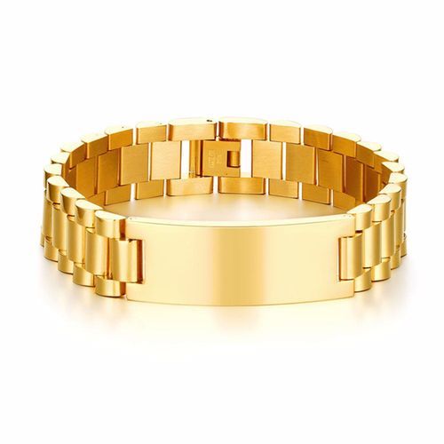 Men's Fashion Titanium Steel Bracelet 18K Gold 1.5*21cm