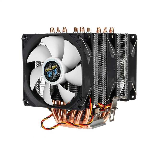 3pin 6 Copper Heat Pipes Dual Tower Pc Cpu Heat Dissipation
