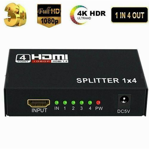 HDMI Splitter 4 Way Full HD 4 Port Hub 3D 4K 1080p