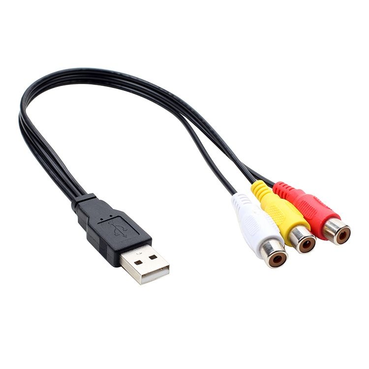 USB To 3 RCA Bus 1 Male 3 Female AV Audio Cable, Size: 25cm