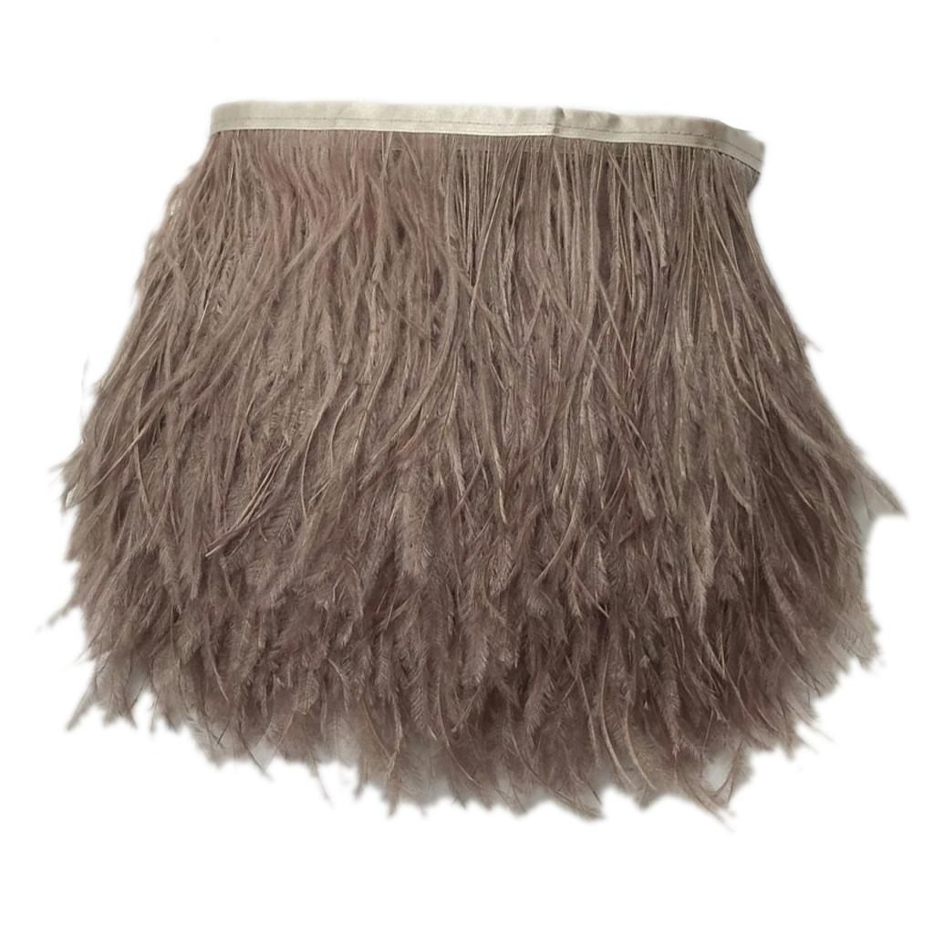 Wholesale 1 Yard DIY Ostrich Feather Ribbon Fringe Clothing Bag Brown