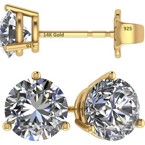 14K Gold Post & Sterling Silver Pure Brilliance Zirconia 3