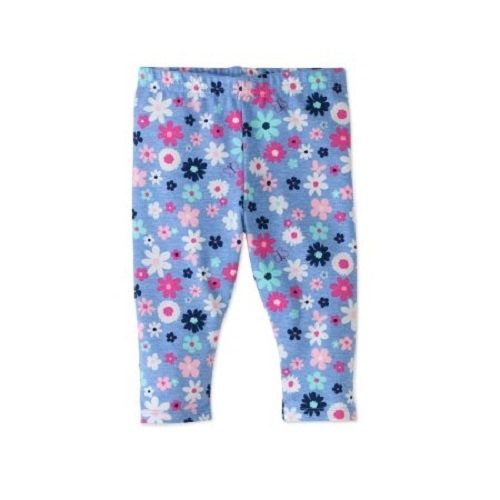 Baby Girls Floral Print Leggings- Blue- 24months