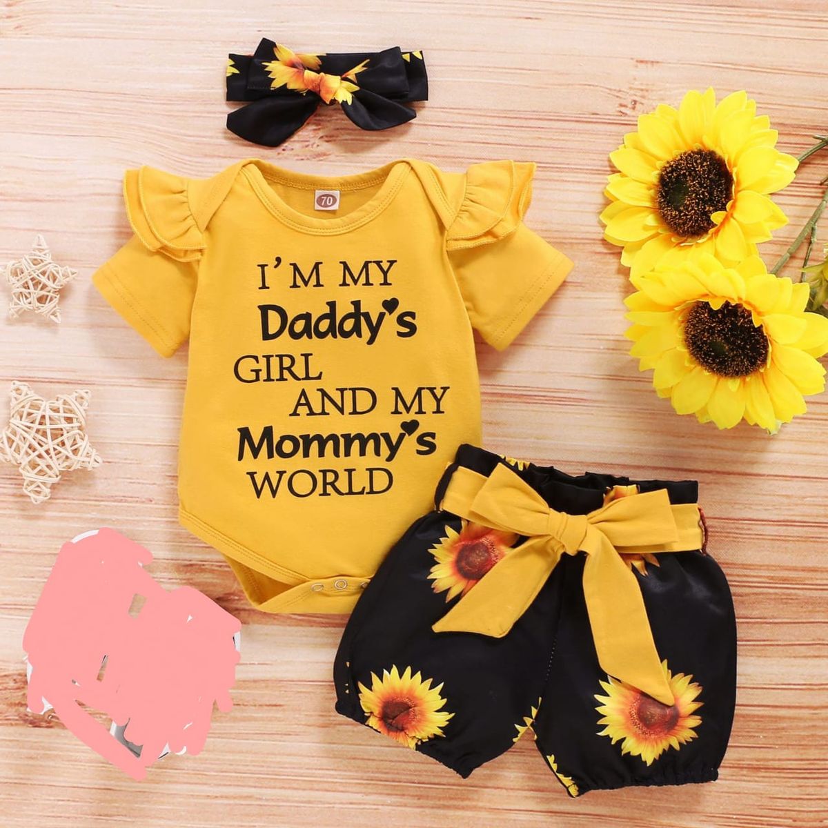 Baby Girl Clothes Short Sleeve Bodysuit +shorts+headband
