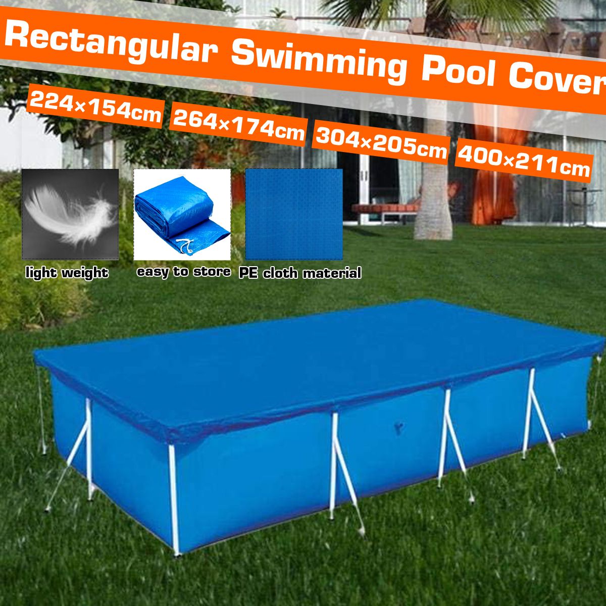 Swimming Pool Rectangular Mat Cover UV-resistant  224x154CM
