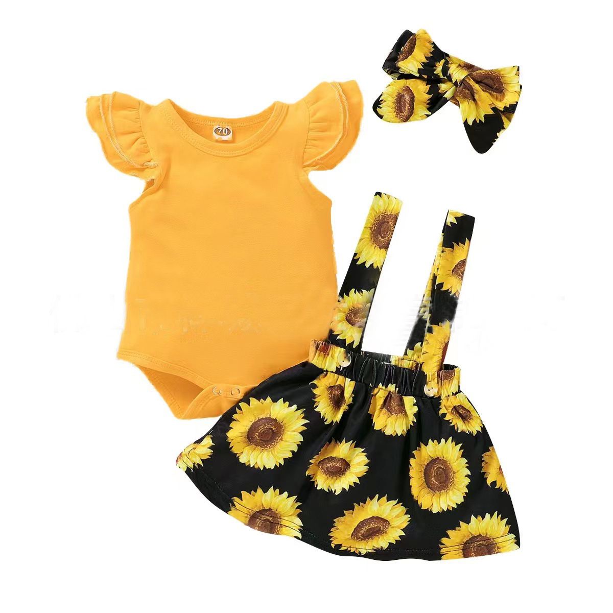 Baby Girl Clothes Short Sleeve Bodysuit +skirt+headband
