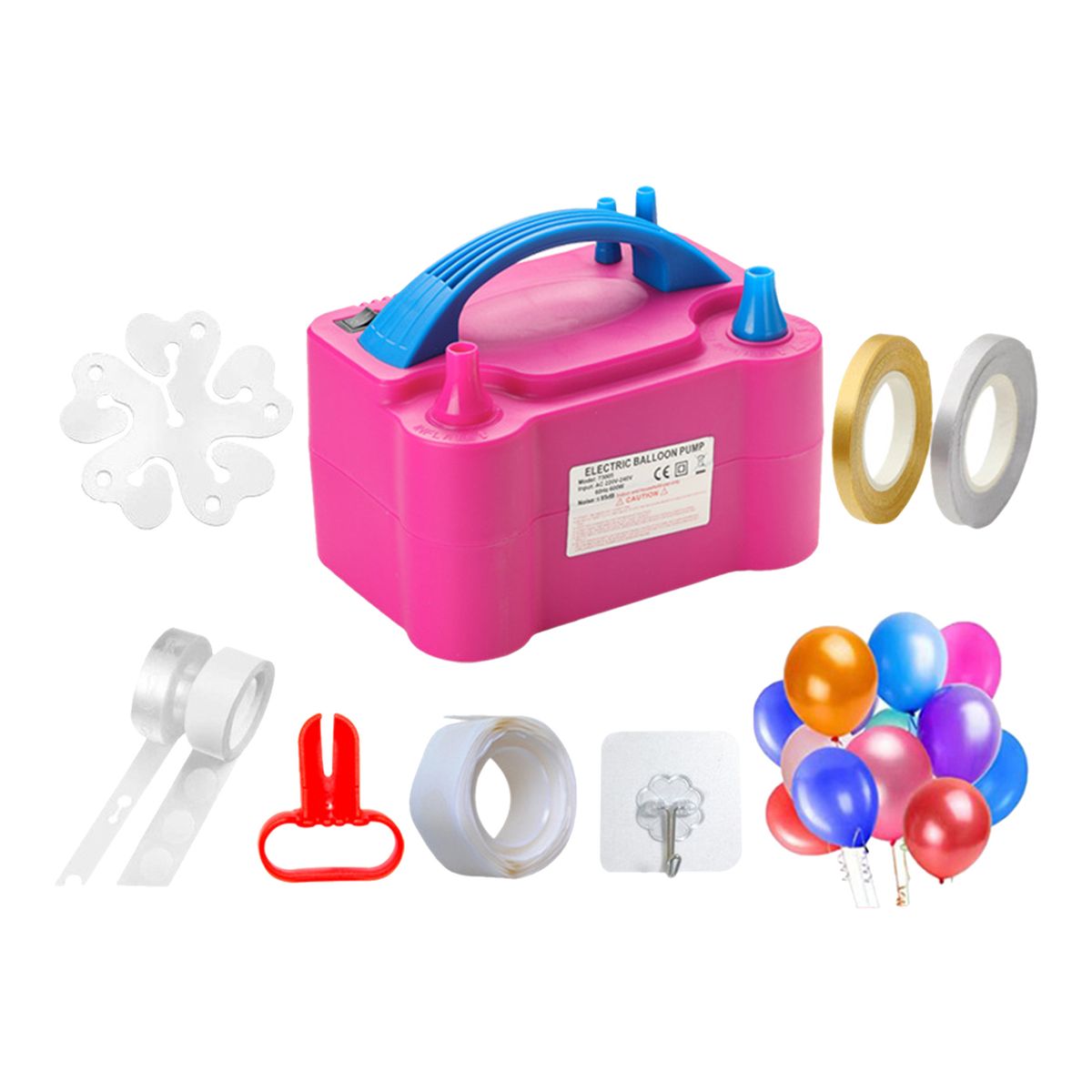 122PCS Electric Air Balloon Pump Kit Portable Inflator