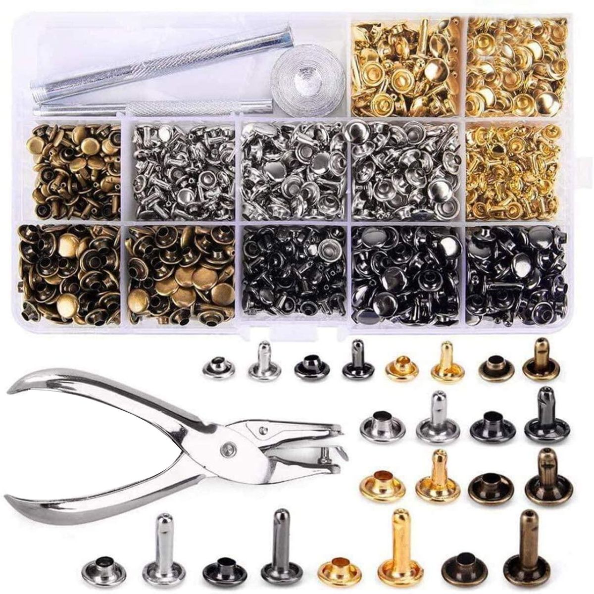 480 Sets Of Leather Rivets Double Cap Rivet 3 Sizes 4 Colors