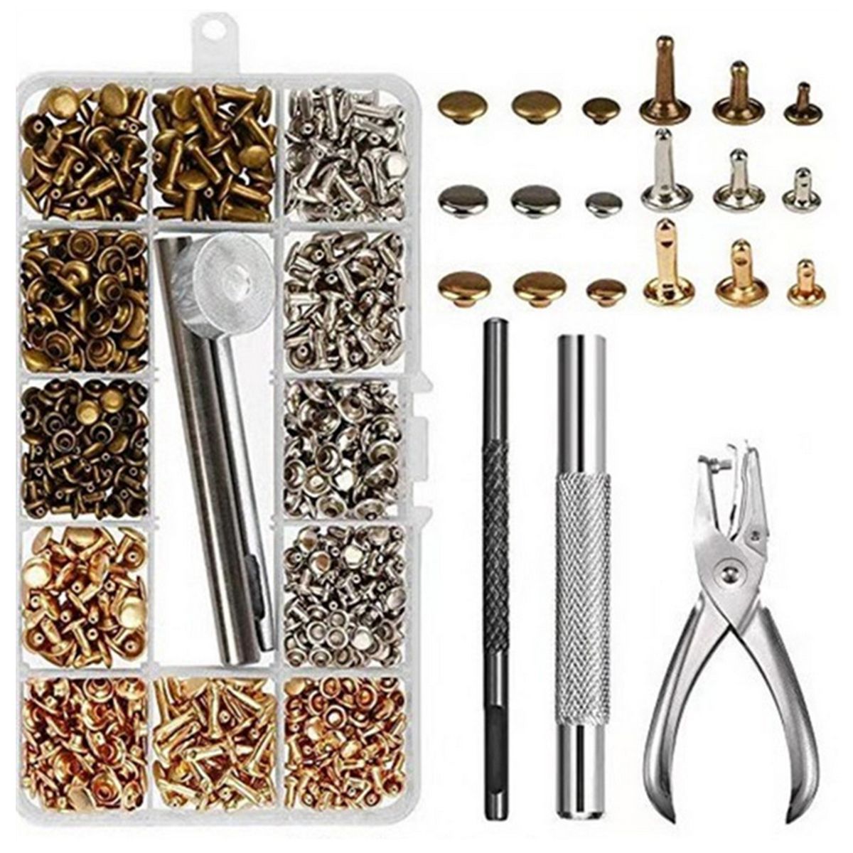 300 Sets Leather Rivets Double Cap Rivet Tubular Metal Studs