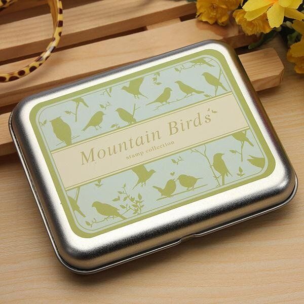 Multi Style DIY Rubber Stamp Drawing Stamper Set Kids Children + Tin Case Bird