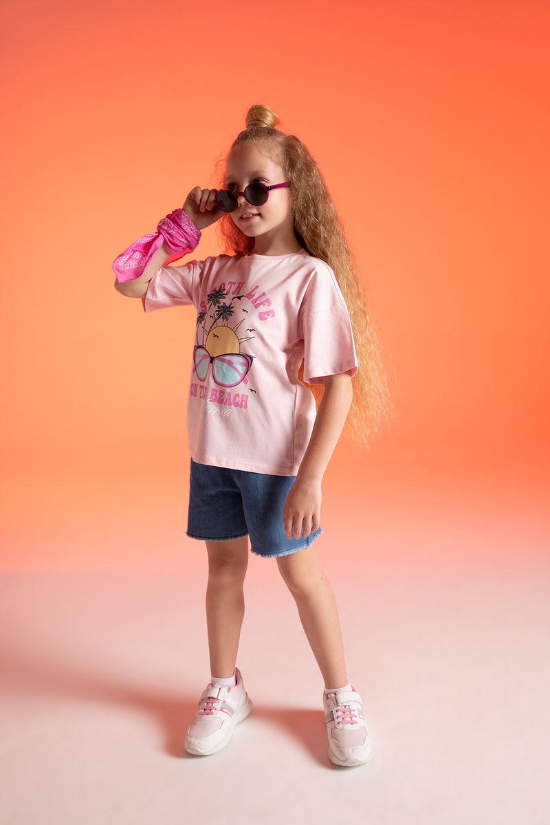Girl Casual Relax Fit Denim Short - Blue