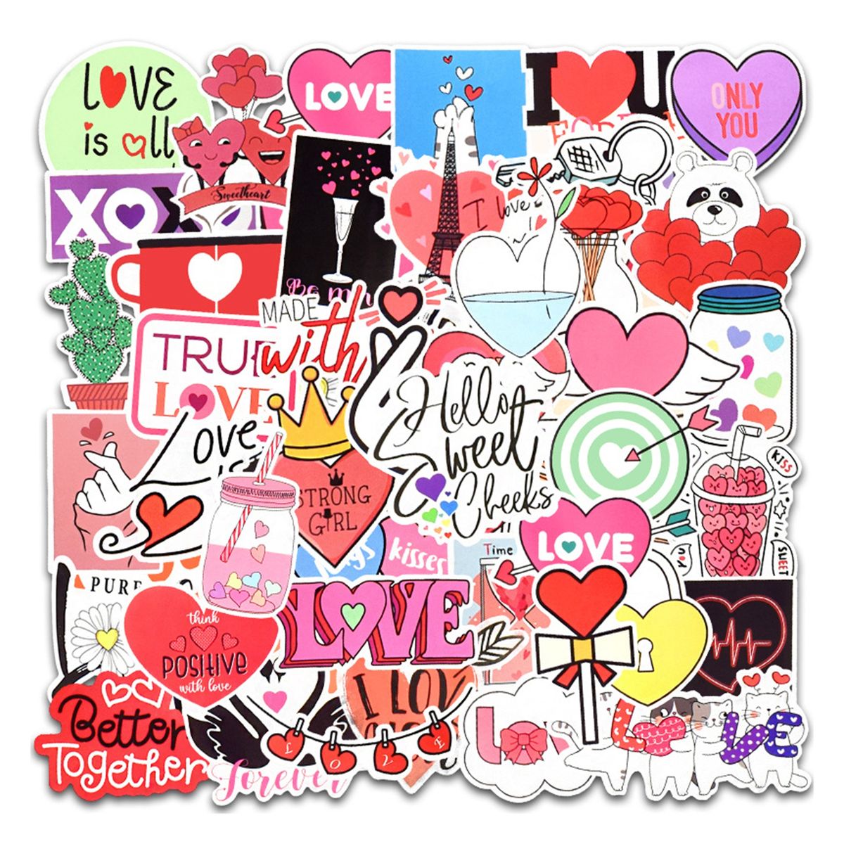 50Pcs Decals Stickers No Repeat Luggage Sticker Mix Color