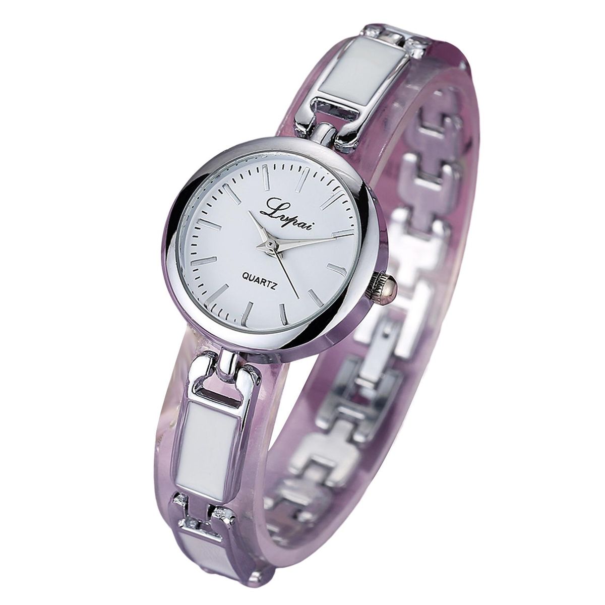 Women Metal Watch Ladies Girls Dress Wristwatch Silver White