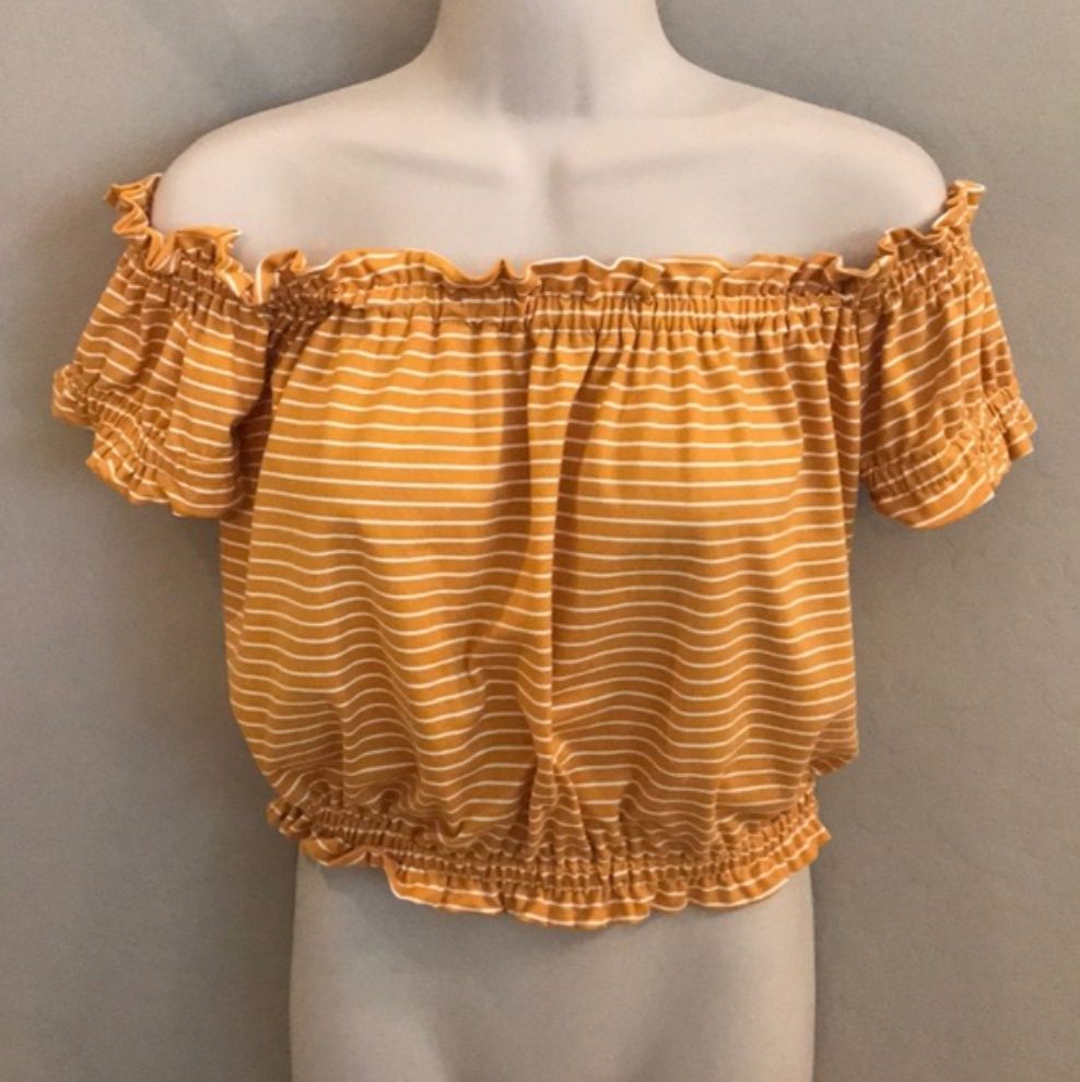 Hello Striped Off Shoulder Top