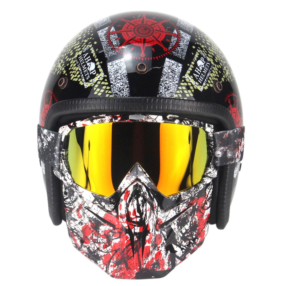 Face Mask Tactical Helmet Masksunglas Motorcycle Helmets Glossy Black Skeleton