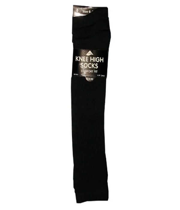 3 Pairs Knee High Socks Comfort Fit - Black