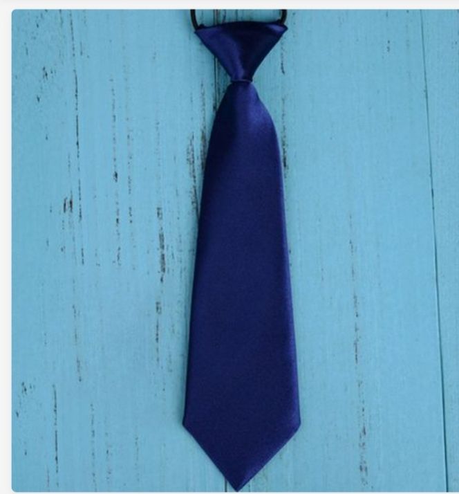 6pcs Unisex Children Long Blue Tie With Black Neck Band