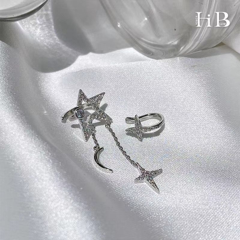 Stars And Moon Earrings Without Pierced Ear Clips Niche Ins