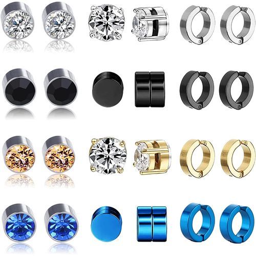 Ronglry Magnetic Stud Earrings For Men Women Stainless Steel