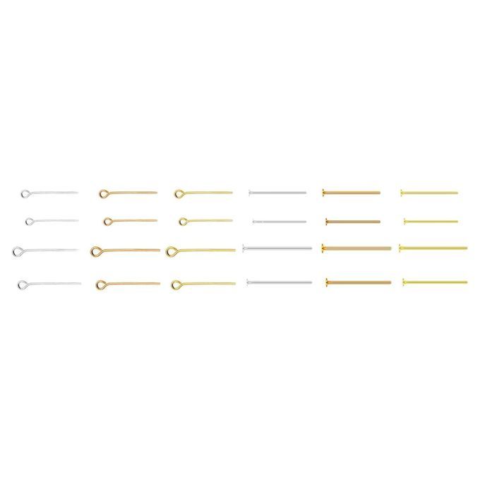 2400pcs Eye Head Pins Kit For Earring Jewelry DIY Craft Light Color