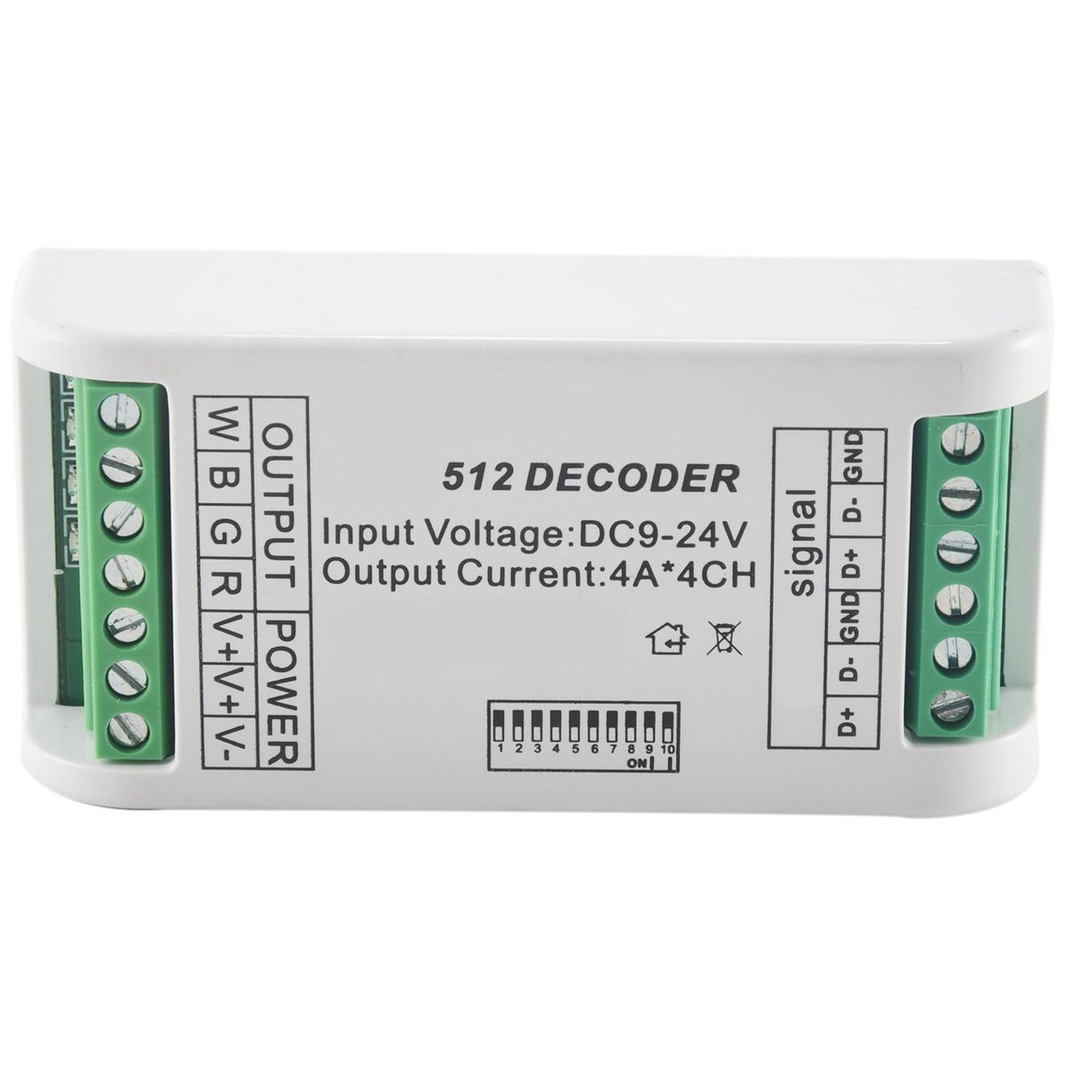 Mini 4 Channel DMX RGBW Decoder 16A RGB RGBW Strip Controller DMX 512 Dimmer Driver for LED Strip Lights DC9-24V