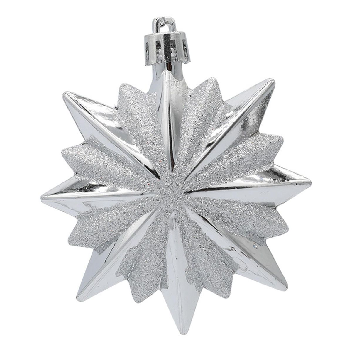 4Pcs Christmas Ornaments Christmas Tree Electroplated Painted Star Decor Pendant Silver