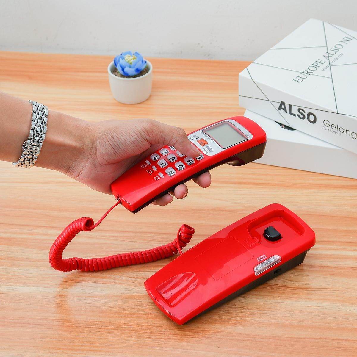 Details About 4 Corded Telephone Caller ID Home Office Desktop Landline Handset Phone With Redial Function And LCD Display Function Watermelon Red