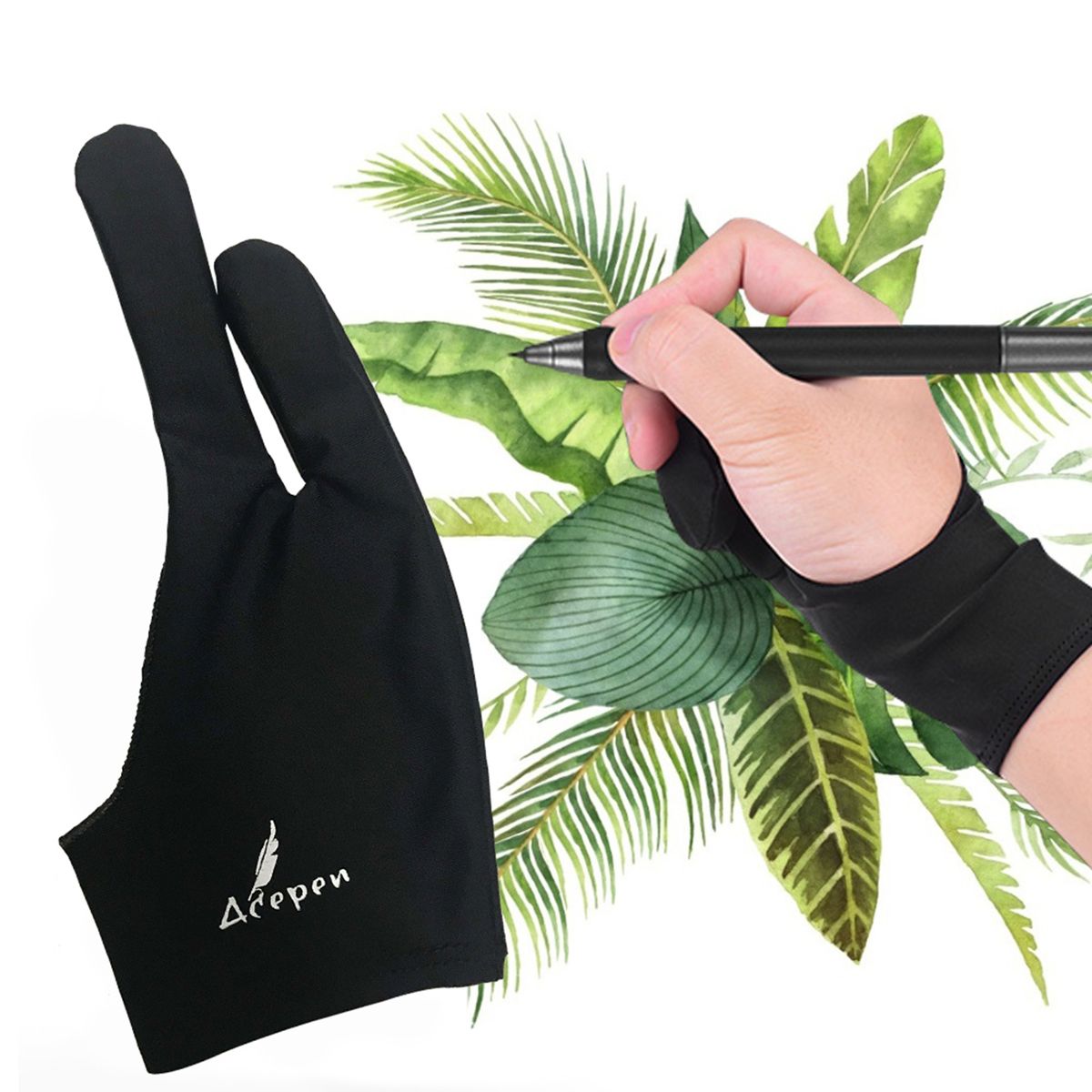 Black Artist Glove Two-Finger Free Size Drawing Glove