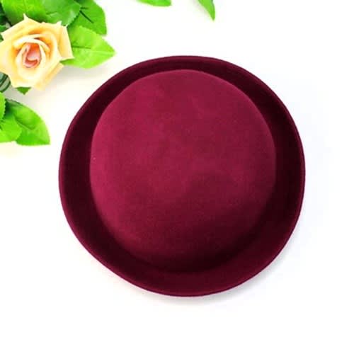 Roll Up Brim Fedora Hat - Wine
