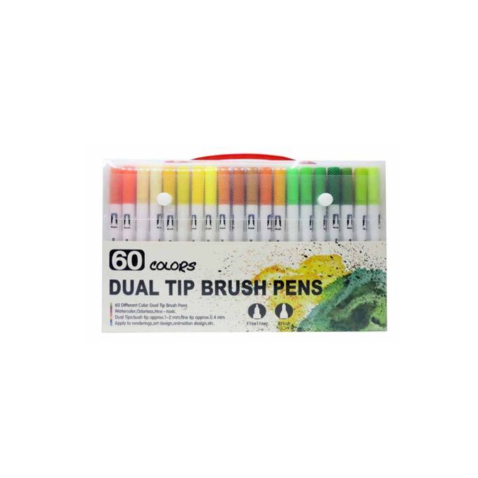 60 Colors Markers Pens Studay School Brush Fineliners Watercolor Art Markers