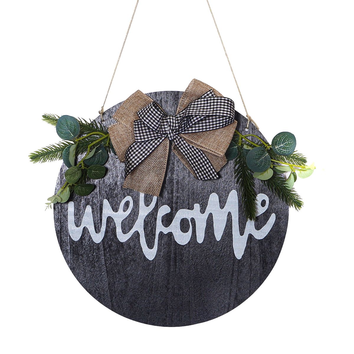 Welcome Sign Welcome Front Door Round Wood Sign Hanging