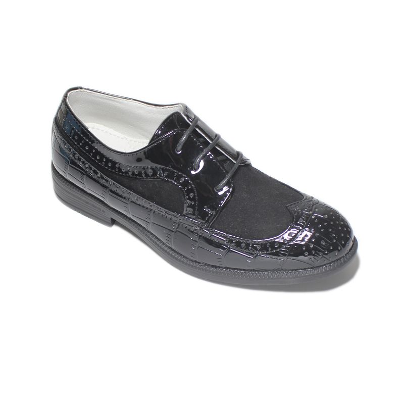 Classic Boys Formal Shoes Black Patent Leather Anti-slip Brogue