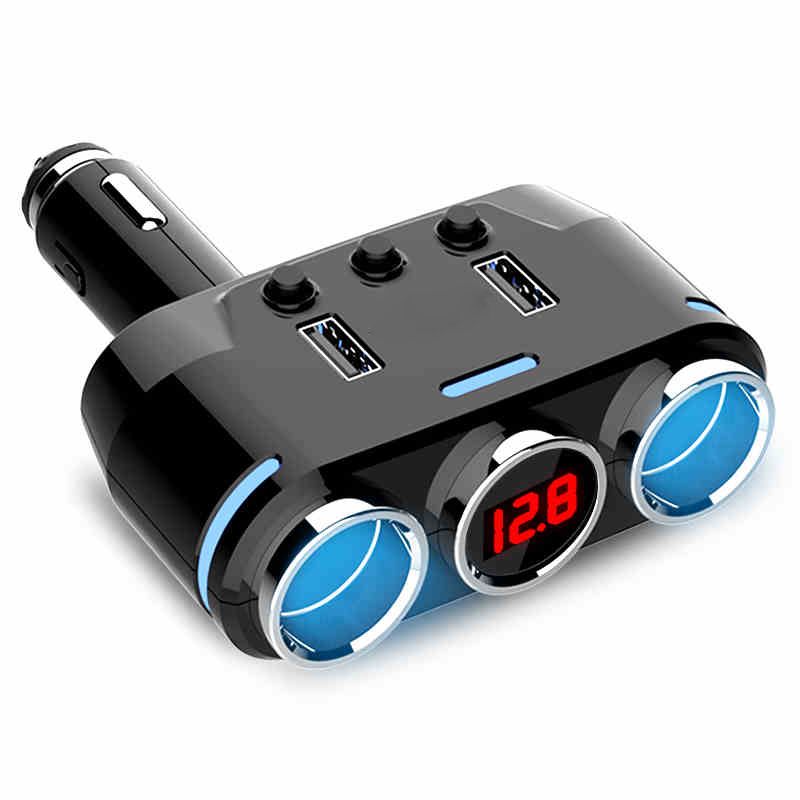 （type B）2 USB Port 3 Way Car Cigarette  Socket Splitter Charger DC 12~24V Cigarette  Socket Black