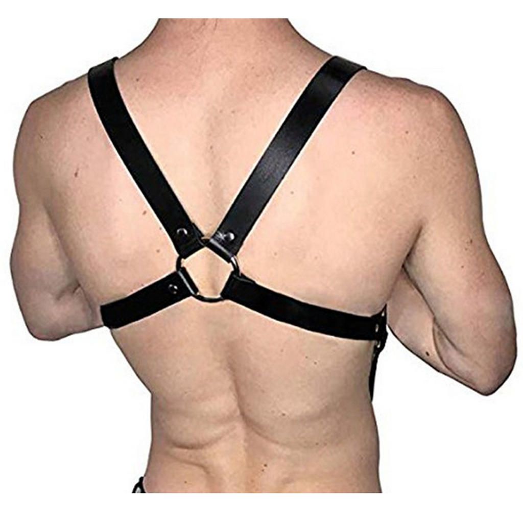 Mens Buckles Club Costume Leather Harness Body