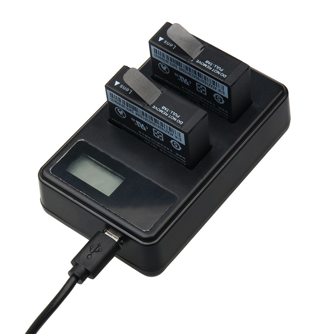 Xiaoyi 4K Sport Camera LCD Screen Dual Batteries Charger With USB Cable, Displays Charging Capacity (XM47)