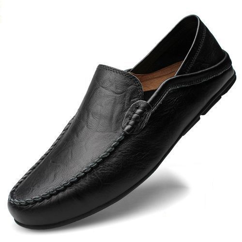 Big Size 37-47 PU Leather Shoes Men Casual Moccasins-Black