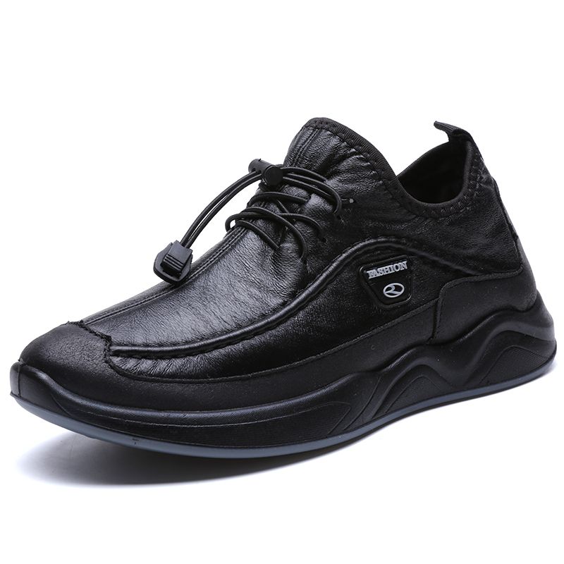(6603 Black)Winter Warm Men Casual Shoes High Quality Elastic Band Fashion Design Solid Tenacity Co